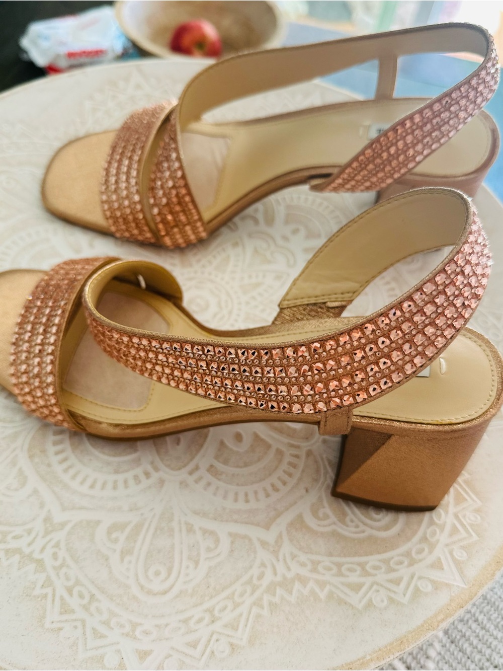 Alex Marie Rose Gold Crystal Slingback Sandals - Picture 2 of 7